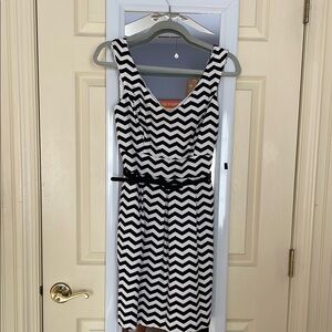 White House Black Market Chevron Midi Dress - Black and White